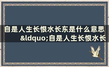 自是人生长恨水长东是什么意思 “自是人生长恨水长东”说的什么意思